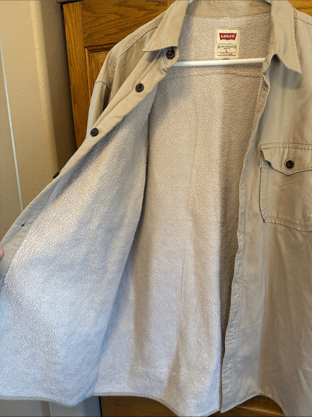 Levi's Light Tan Button-Front Worker Shirt Jacket - Picture 12 of 15